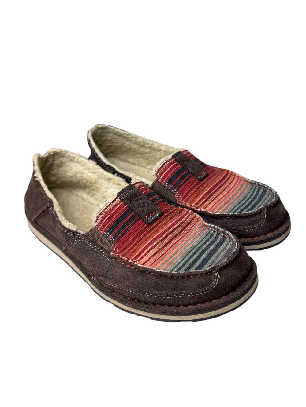 Ariat Cruisers W 9B Chocolate Southwestern Serape Slip-On Sherpa Lined Shoes
